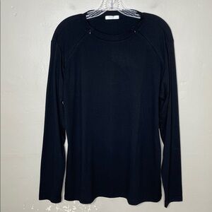 DEYEEK Black Comfortable Easy Access Chemo Long Sleeve Tee Shirt Small